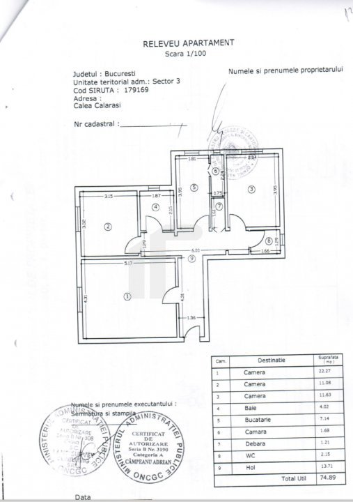 Apartament 3 camere decomandat Calea Calarasi Delea Noua
