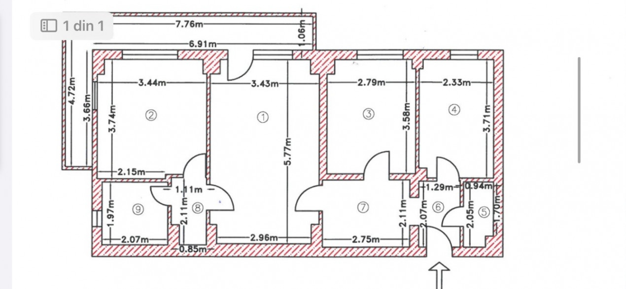 Apartament 3 camere, bloc 1982, 2 bai, metrou Brancusi