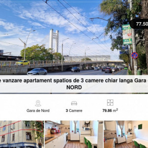 De vanzare apartament spatios de 3 camere langa Gara de NORD